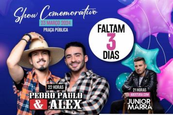 A contagem regressiva começou! Faltam apenas 3 dias para o show imperdível de Pedro Paulo & Alex em Santo Antônio do Jardim! 