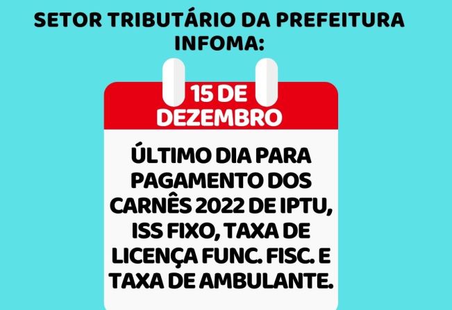 Setor Tributário informa