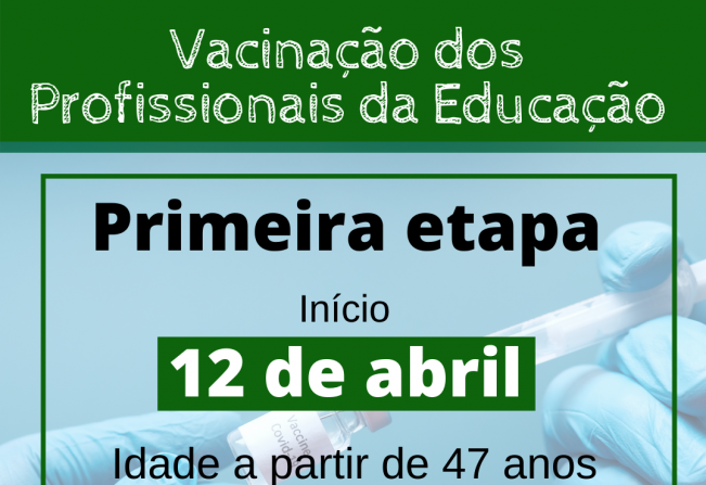 Vacinação  dos trabalhadores da Educação Básica da rede pública e privada a partir de 47 anos