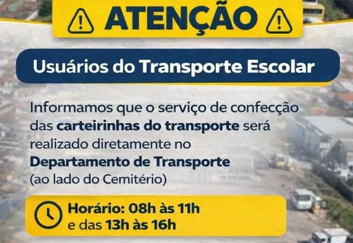 Confecção das carteirinhas do transporte escolar