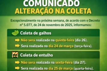 COMUNICADO – ALTERAÇÃO NA COLETA